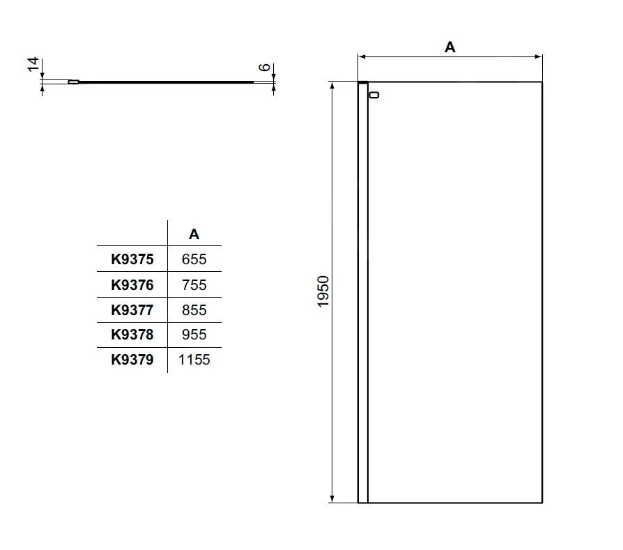 Ideal Standard Connect 2 - Douchewand Wetroom 900 Mm, Zwart/helder Glas K9377V3 - Afbeelding 2