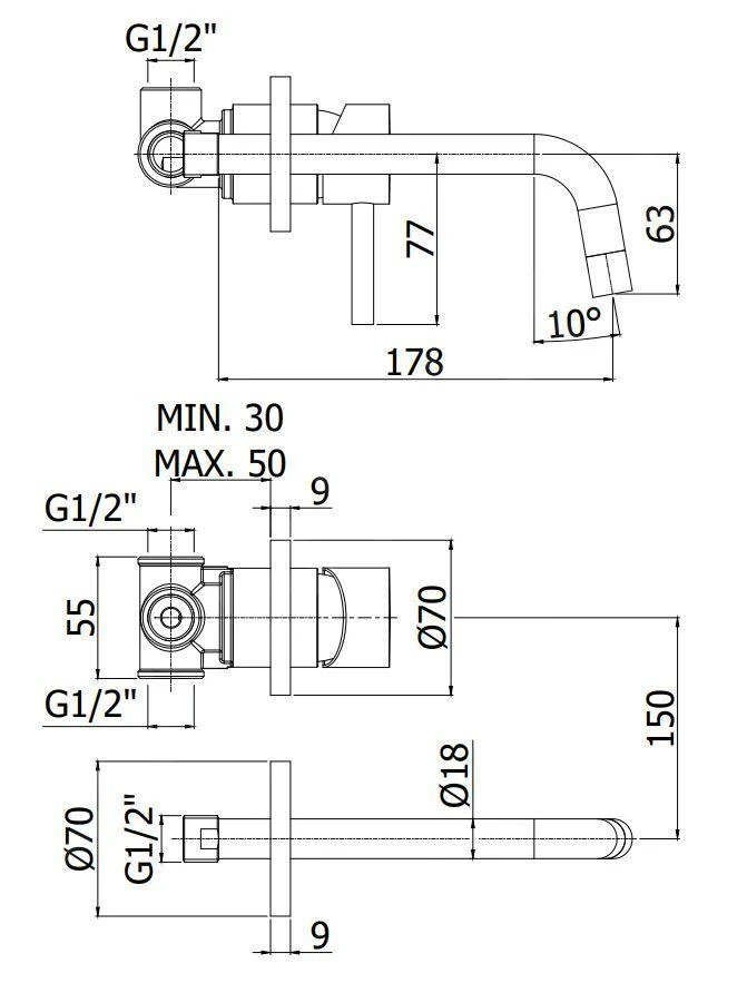 Paffoni Light - Inbouw Wastafelkraan Incl. Inbouwdeel, 2-gats, Wit Mat LIG006BO70 - Afbeelding 2