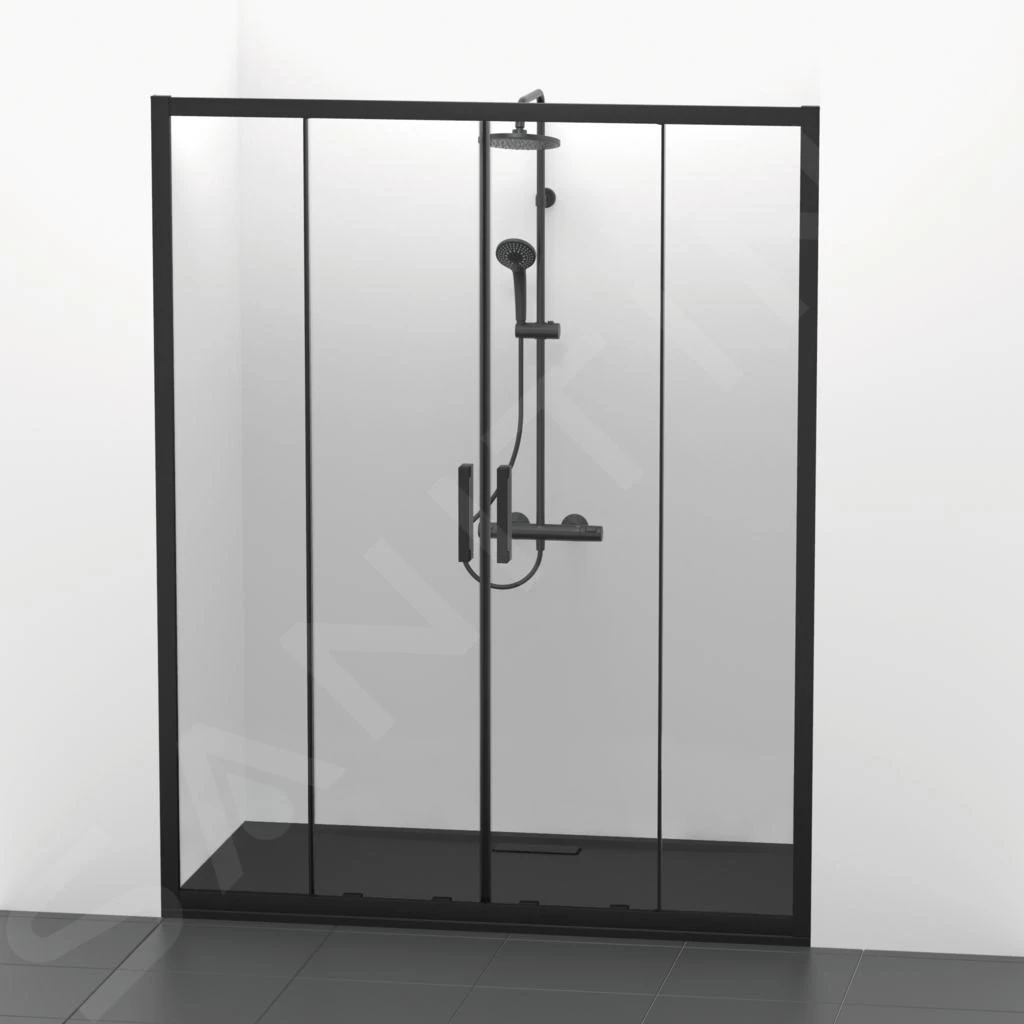 Ideal Standard Connect 2 - Schuif Douchedeur, 4-delig, 1600 Mm, Zwart/helder Glas K9282V3 - Afbeelding 3