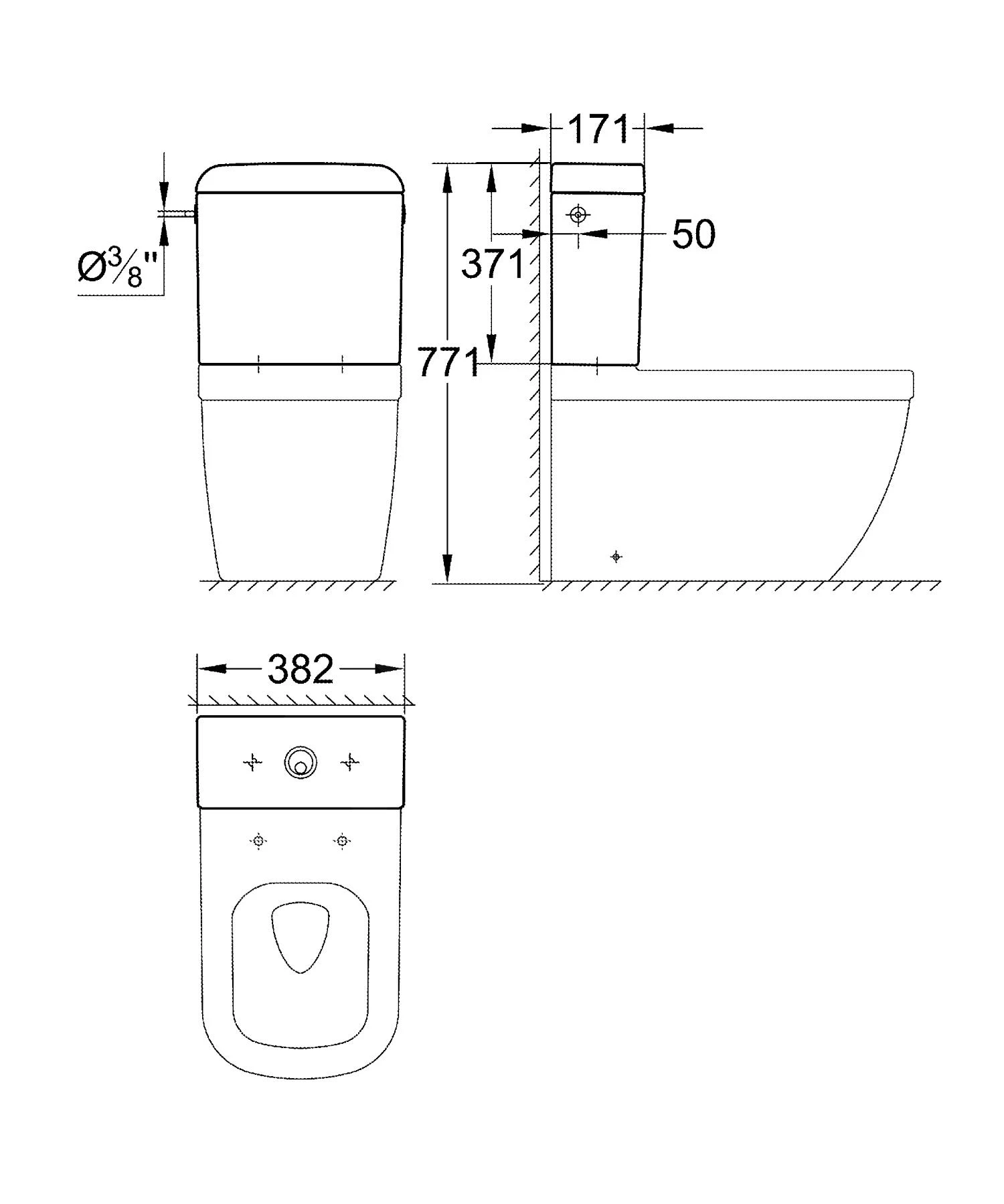 Grohe Euro Ceramic - Spoelreservoir , 382x171 Mm, Watertoevoer Aan De Zijkant, Wit Alpine 39333000 - Afbeelding 2