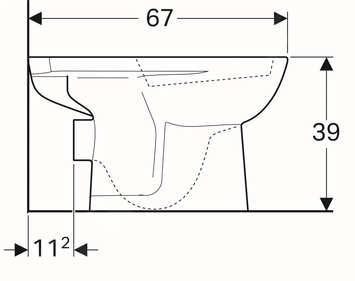 Geberit Selnova - Staande Toiletpot, Afval Achteraan, 670x360 Mm, Wit 500.282.01.1 - Afbeelding 3