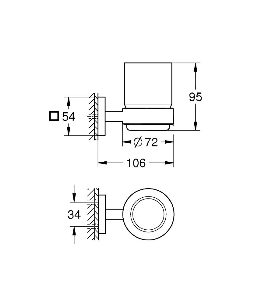 Grohe QuickFix Start Cube - Beker Met Houder, Voor Tandenborstel En Tandpasta, Glas/supersteel 41097DC0 - Afbeelding 2