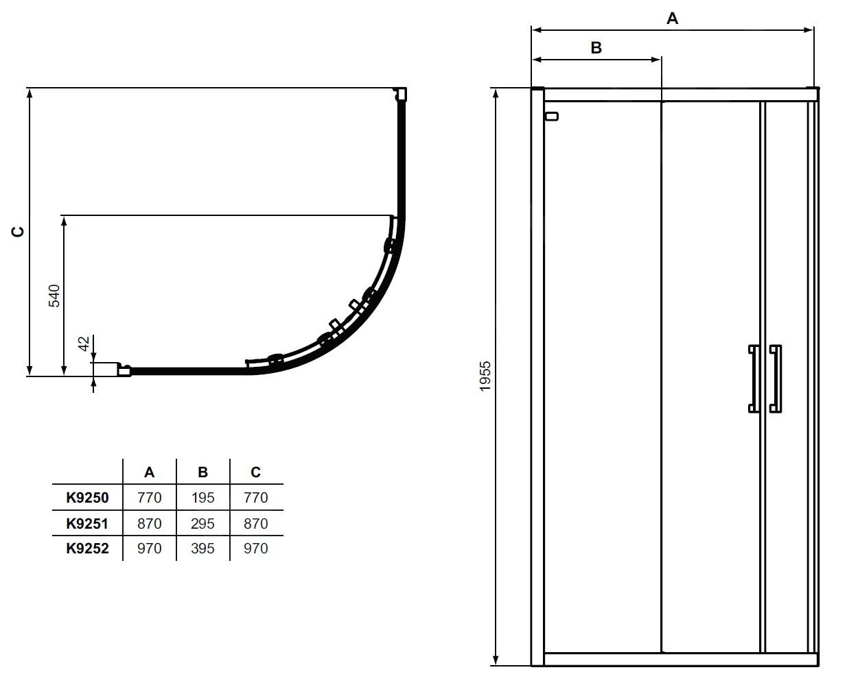 Ideal Standard Connect 2 - Douchecabine 800x800 Mm, Silver Bright/helder Glas K9250EO - Afbeelding 2