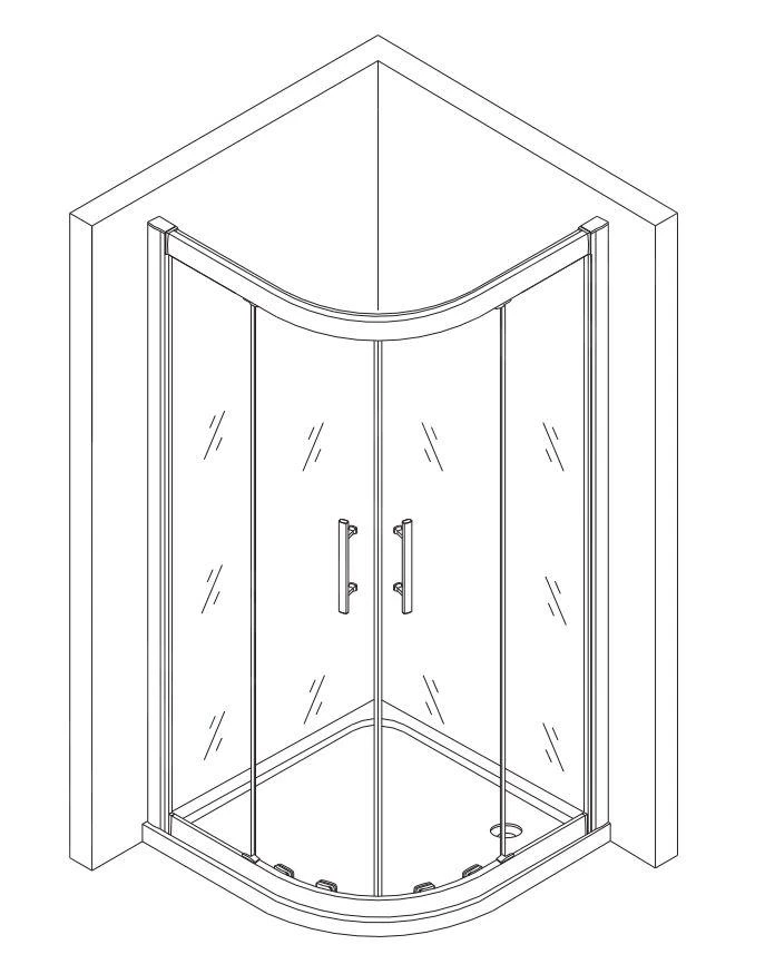 Lansanit LitEX Monte - Douchecabine 4 Delig 900x900 Mm, Glanzend Aluminium/mat Glas QF99-190-M - Afbeelding 3