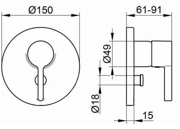 Keuco Edition 400 - Inbouw Badmengkraan, 2-weg, Chroom 51572010181 - Afbeelding 2