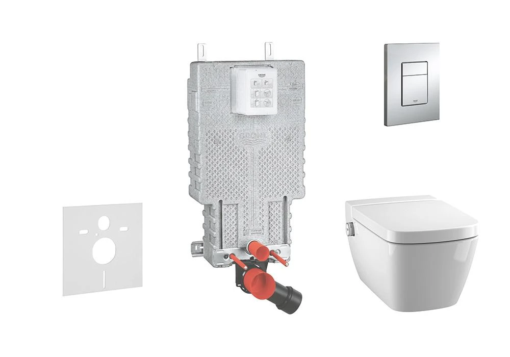 Grohe Uniset - Complete Toiletset Douche WC + Tece Wc Zitting, Skate Cosmo Bedieningsplaat, Rimless, SoftClose, Chroom 38643SET-KT