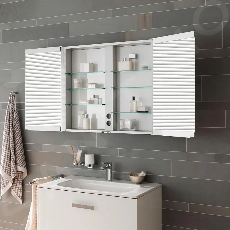 Keuco Royal Match - Spiegelkast Met LED-verlichting, 800x700x160 Mm, Zilver Geanodiseerd 12802171311 - Afbeelding 6