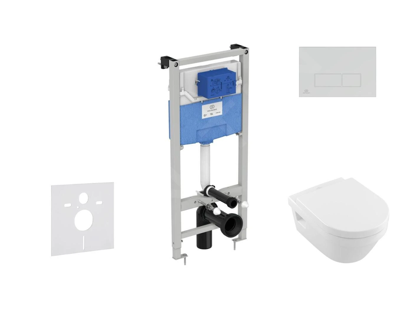 Ideal Standard ProSys - Toiletset- Inbouwreservoir, Closet, WC-zitting Architectura, Oleas M2 Bedieningsplaat, DirectFlush, SoftClose, CeramicPlus, Mat Chroom ProSys120M SP44