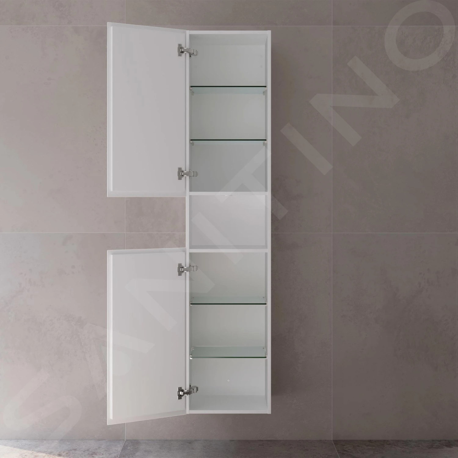 Keuco Stageline - Hoge Kast, 400x1800x360 Mm, 2 Deuren, Scharnieren Links, Met Verlichting, Wit 32831300101 - Afbeelding 3