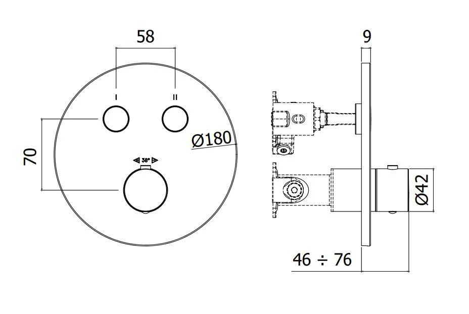 Paffoni Compact Box - Thermostatische Inbouwkraan, Voor 2 Uitgangen, Mat Zwart CPT018NO - Afbeelding 2