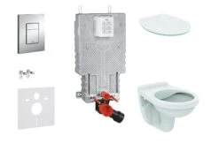 Grohe Uniset - Set Voorwandinstallatie, Closet Alpha Met WC-zitting, Skate Cosmopolitan Bedieningspaneel, Chroom 38643SET-KD