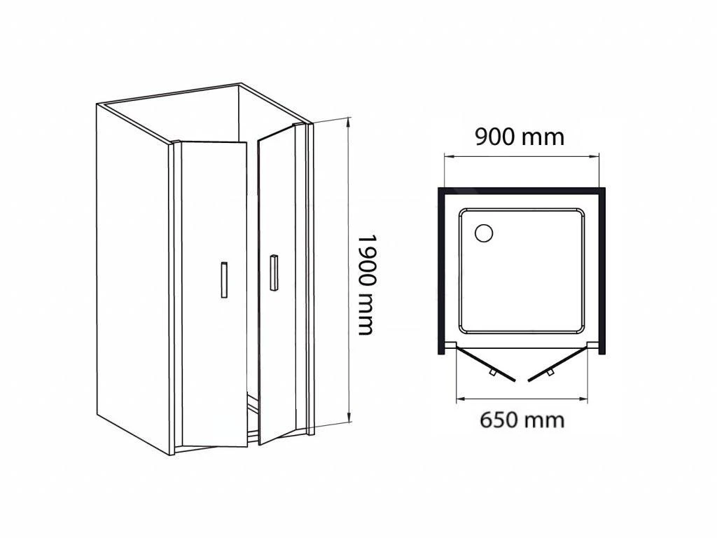 Lansanit LitEX Briano - Vouwdeur Douche 900 Mm, Glanzend Aluminium/helder Glas BF90-190-C - Afbeelding 2