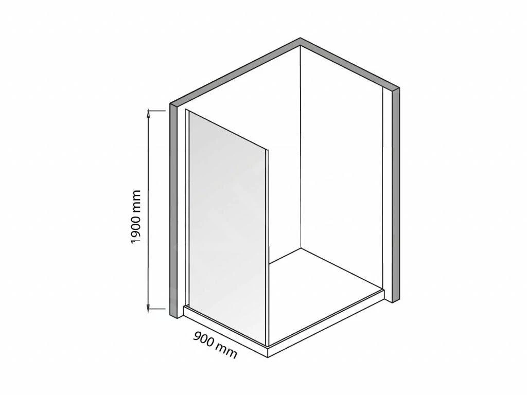Lansanit LitEX - Vaste Douchewand 900 Mm, Glanzend Aluminium/mat Glas SPF90-190-M - Afbeelding 2