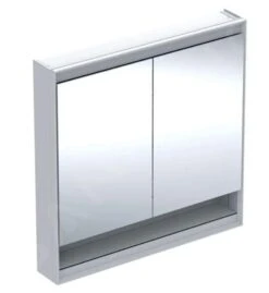 Geberit ONE - Spiegelkast Met LED-verlichting, 900x900x150 Mm, 2 Deuren, Met Nis, Wit 505.833.00.2