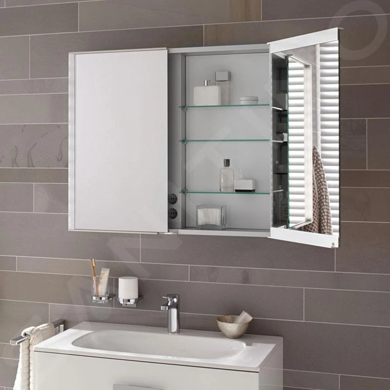 Keuco Royal Match - Spiegelkast Met LED-verlichting, Inbouw, 650x700x149 Mm, Zilver Geanodiseerd 12811171311 - Afbeelding 5