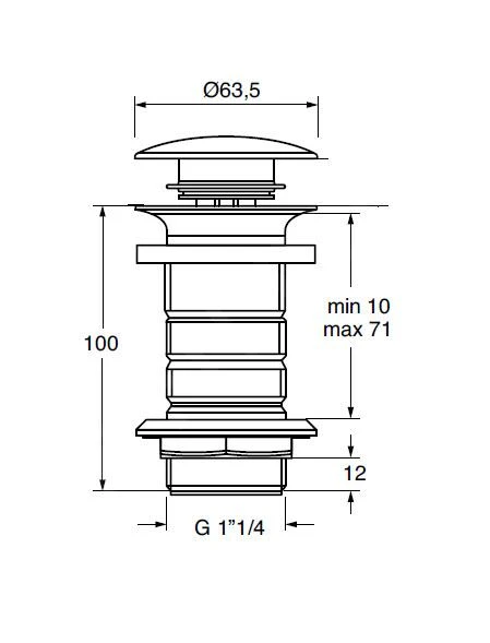Ideal Standard Toebehoren - Click-Clack Afvoerplug Voor Wastafels Zonder Overloop, Zwart E1483XG - Afbeelding 2