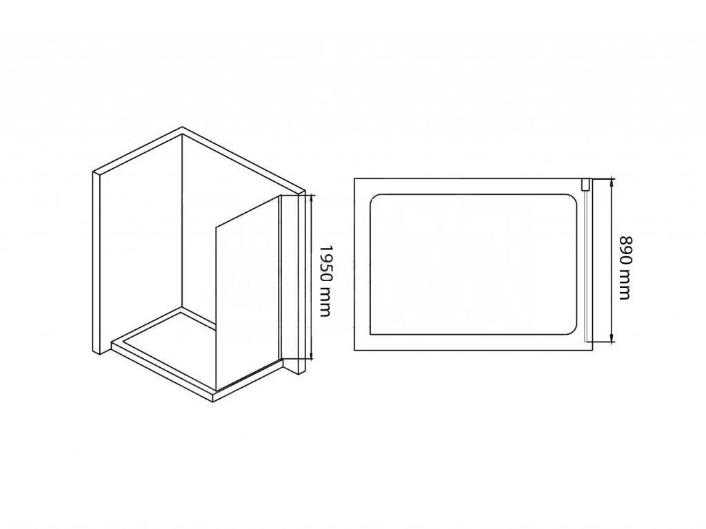 Lansanit LitLUX Slim Tadao - Vaste Douchewand 900 Mm, Glanzend Aluminium/helder Glas SPD90-2 - Afbeelding 2