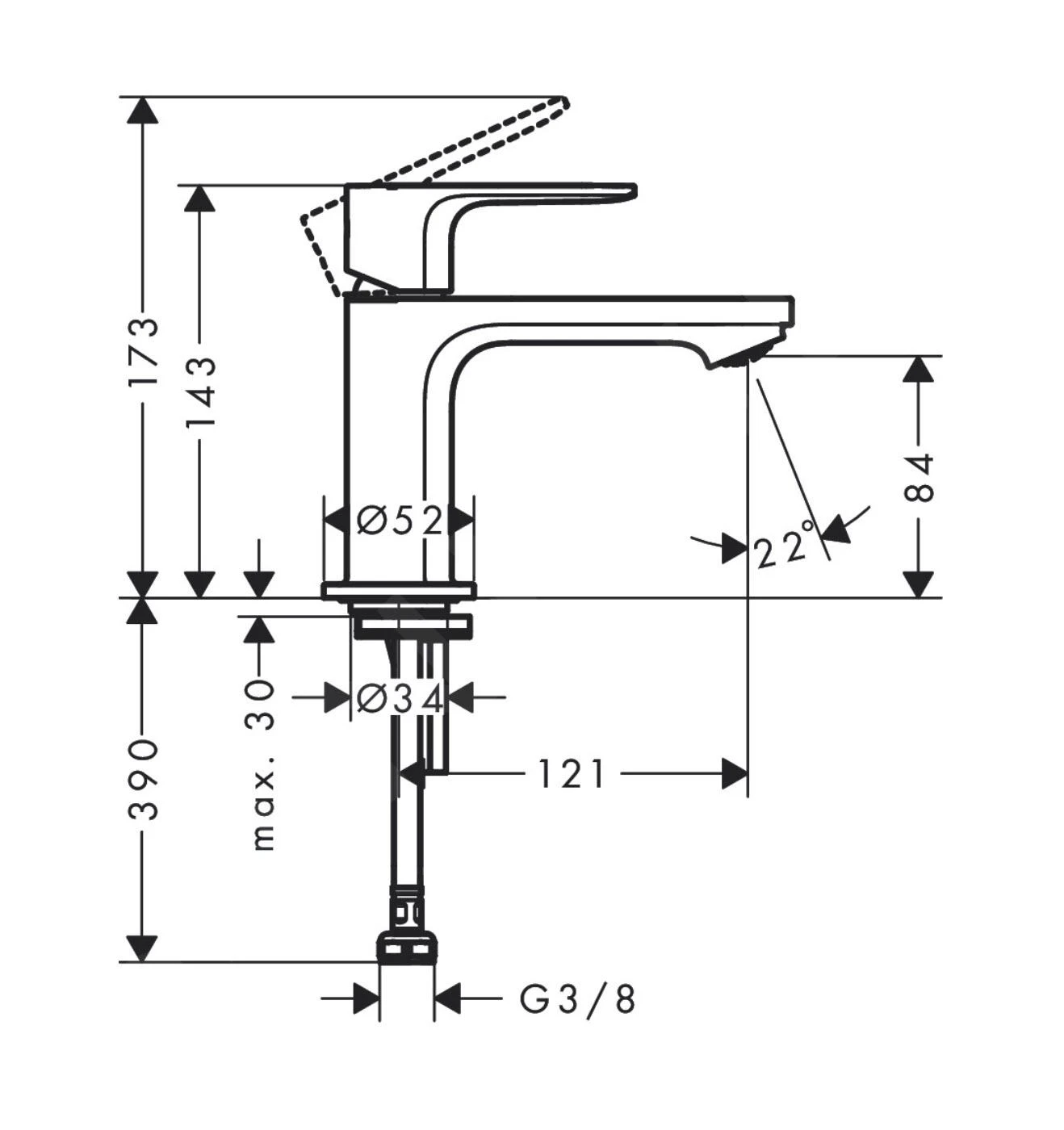 Hansgrohe Rebris E - Koudwaterkraan, Mat Zwart 72506670 - Afbeelding 2
