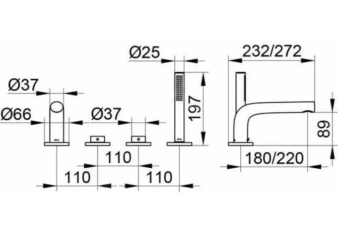 Keuco Edition 400 - Badrandkraan, 4-gats, Chroom 51530010100 - Afbeelding 2