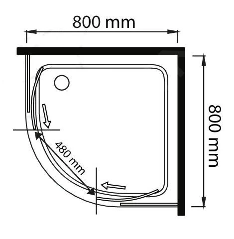 Lansanit LitEX Monte - Douchecabine 4 Delig 800x800 Mm, Glanzend Aluminium/mat Glas QF88-190-M - Afbeelding 2
