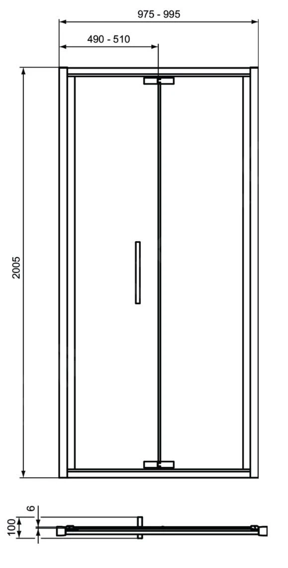 Ideal Standard I.Life - Vouwbare Douchedeur 1000 Mm, Silver Bright/helder Glas T4853EO - Afbeelding 2