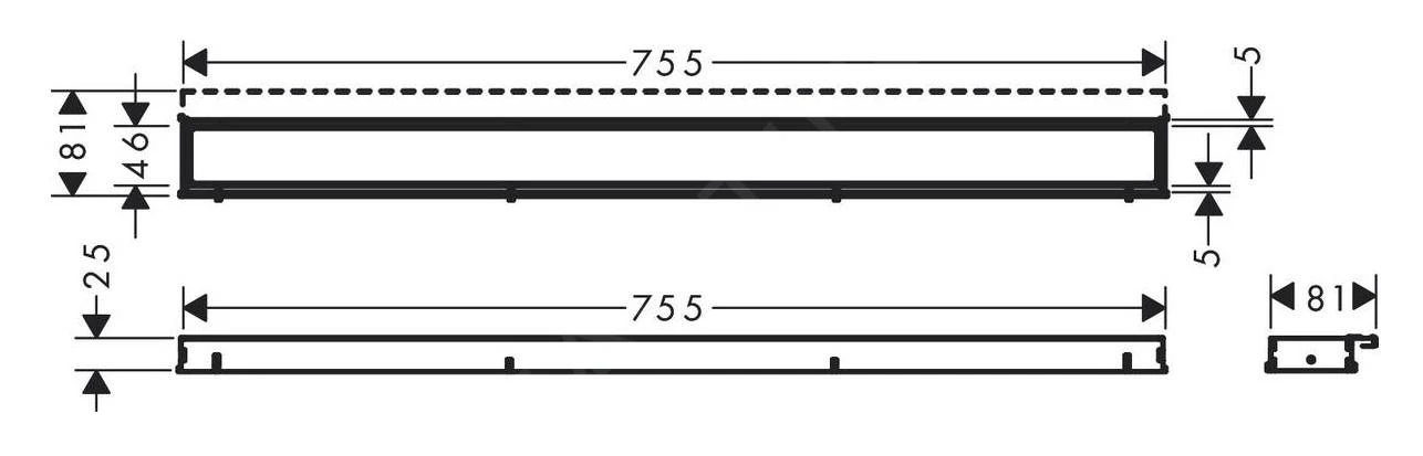 Hansgrohe RainDrain Match - Douchegoot Met Rvs Rooster 800, In Hoogte Verstelbaar Frame, Chroom 56038000 - Afbeelding 2