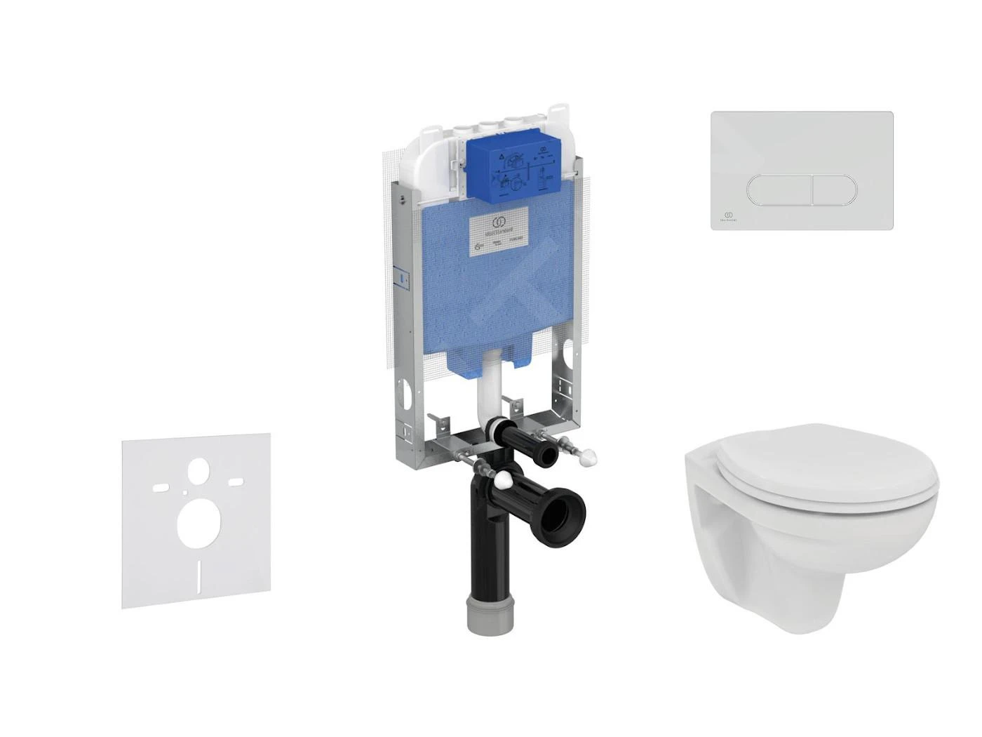 Ideal Standard ProSys - Toiletset- Inbouwreservoir, Closet, WC-zitting Eurovit, Oleas M1 Bedieningsplaat, Rimless, Softclose, Chroom ProSys80M SP126
