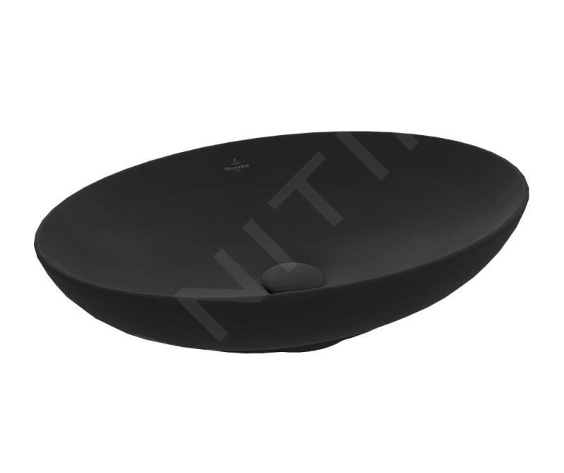 Villeroy & Boch Loop&Friends - Opzetwastafel, 620x420 Mm, Zonder Overloop, CeramicPlus, Ebony 4A4801S5 - Afbeelding 3