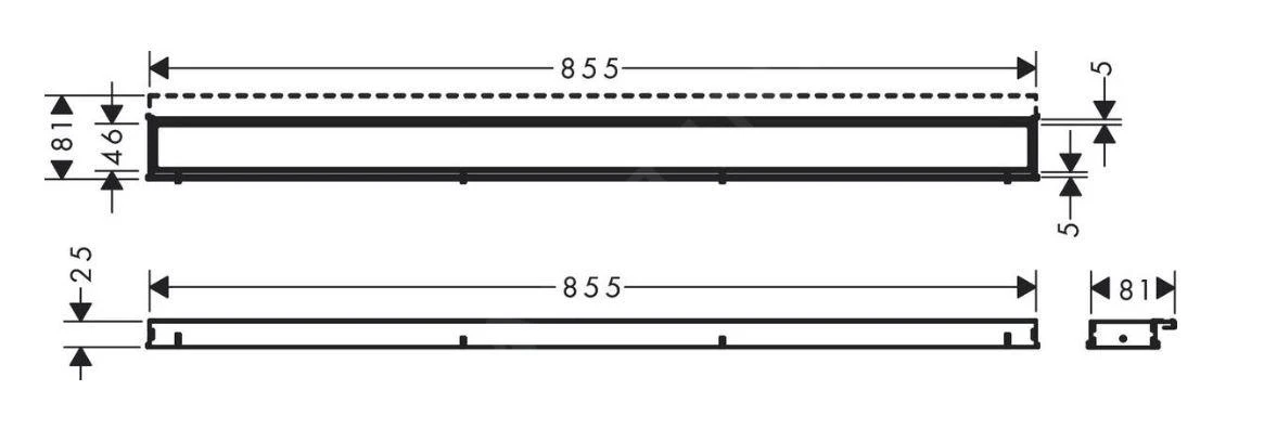 Hansgrohe RainDrain Match - Douchegoot Met Rvs Rooster 900, In Hoogte Verstelbaar Frame, Mat Zwart 56040670 - Afbeelding 2