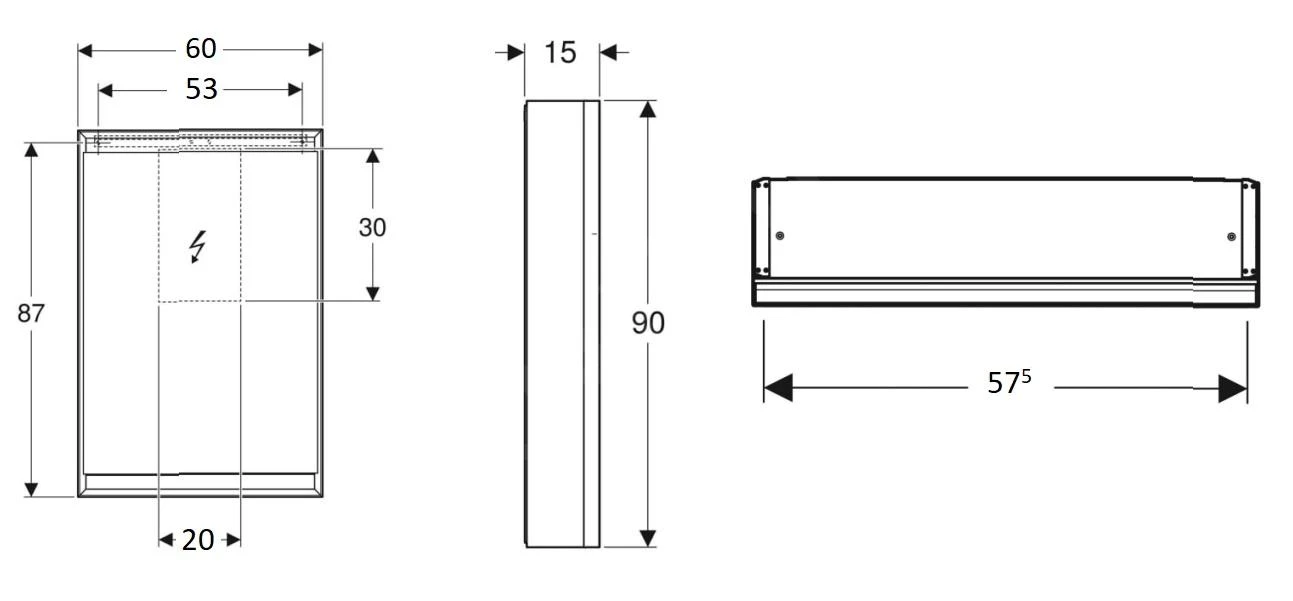 Geberit ONE - Spiegelkast Met LED-verlichting, 600x900x150 Mm, Scharnieren Rechts, Aluminium 505.811.00.1 - Afbeelding 2
