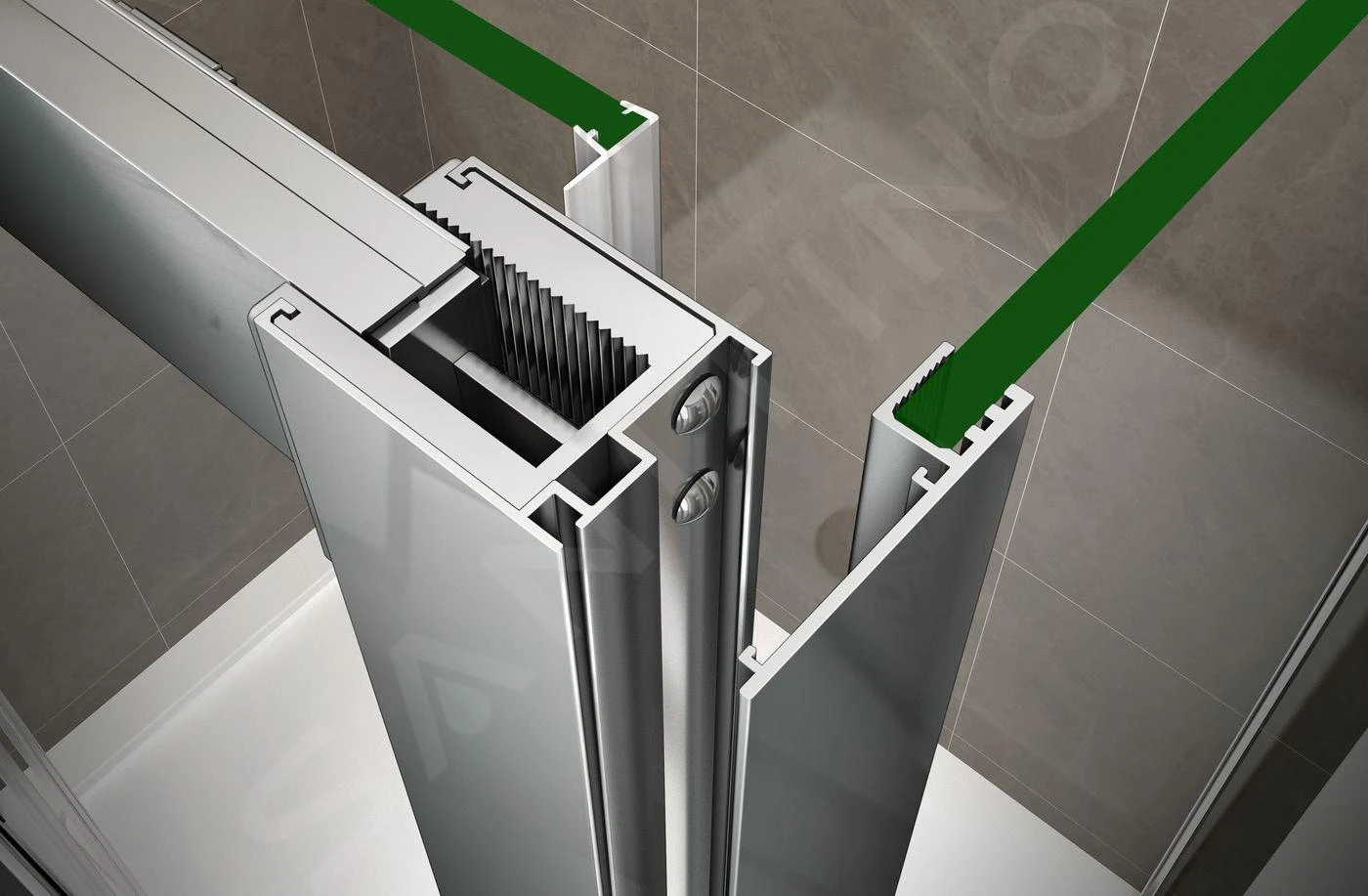 Lansanit LitIN Vati - Douchecabine 3 Delig 800x1200 Mm, Incl. Douchebak, Glanzend Aluminium/helder Glas SR80X120-C-SET - Afbeelding 8