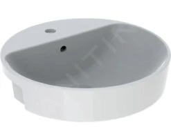 Geberit VariForm - Semi-inbouw Wastafel, Diameter 500 Mm, Met Overloop, Met Kraangat, Wit 500.782.01.2