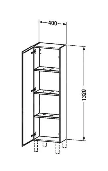 Duravit L-Cube - Hoge Badkamerkast 1320x400x243 Mm, Links, Glanzend Wit LC1168L2222 - Afbeelding 2