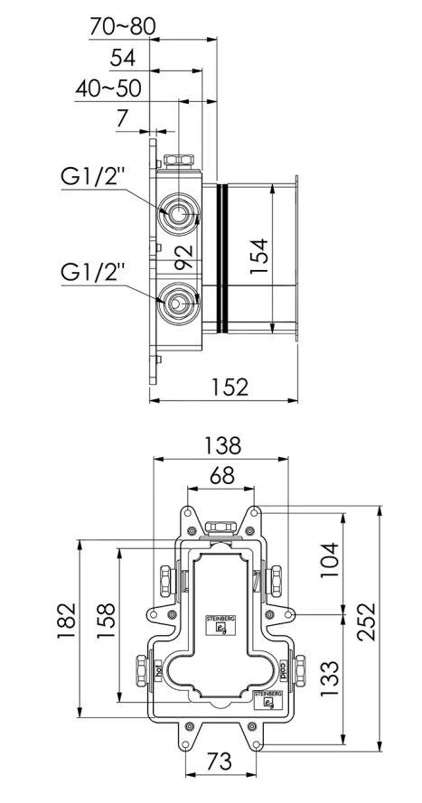 Steinberg Montage Frame - Inbouwdeel Voor Thermostatische Inbouwkranen 010 4130 - Afbeelding 2