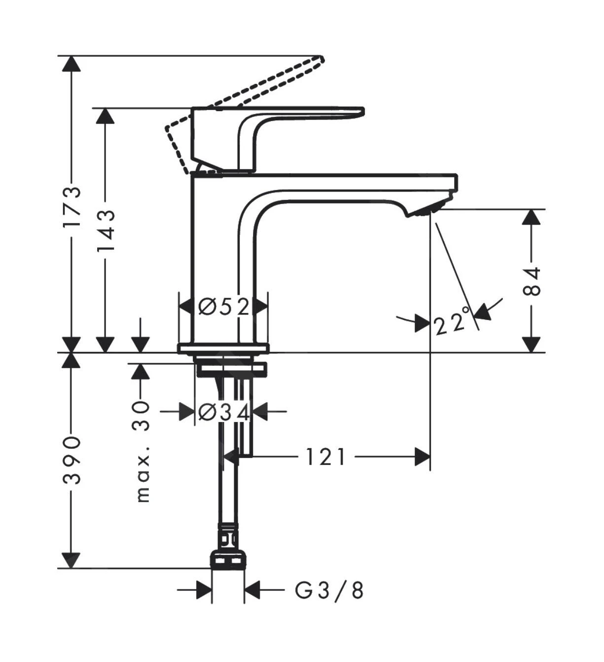 Hansgrohe Rebris S - Koudwaterkraan, Mat Zwart 72503670 - Afbeelding 2