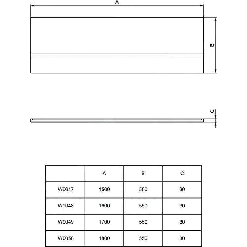 Ideal Standard Simplicity - Frontpaneel Voor Bad 1700 Mm, Wit W004901 - Afbeelding 2