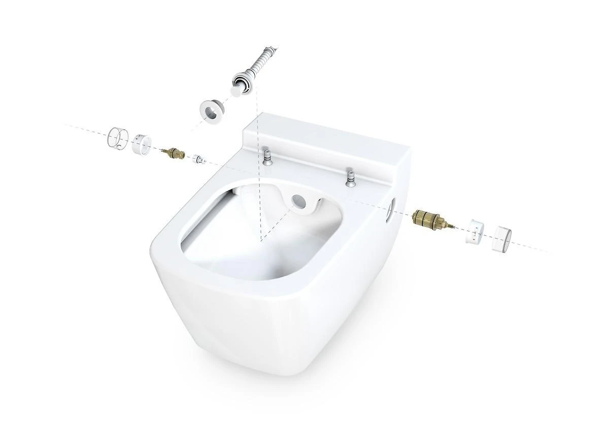 Geberit Kombifix - Inbouwreservoir Voor Hangend Toilet Met SIGMA01 Bedieningsknop, Alpine Wit + Tece One - Hangend Douche-wc En Wc-bril, Rimless, SoftClose 110.302.00.5 NT1 - Afbeelding 8