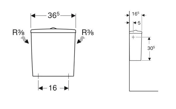Geberit Selnova - Stortbak, 365x390 Mm, Wit 500.269.01.1 - Afbeelding 2