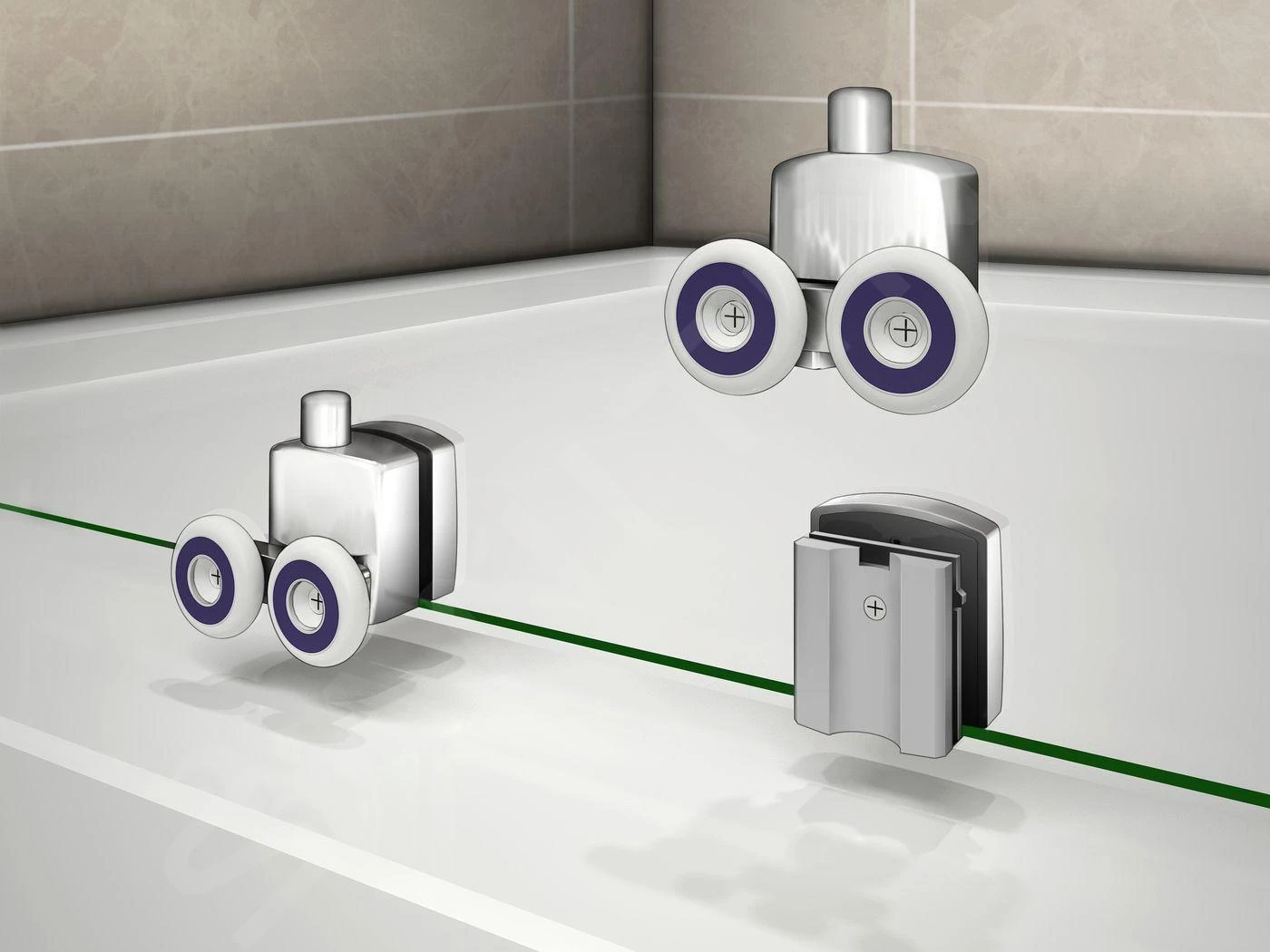 Lansanit LitIN Vati - Douchecabine 3 Delig 800x1200 Mm, Incl. Douchebak, Glanzend Aluminium/helder Glas SR80X120-C-SET - Afbeelding 5