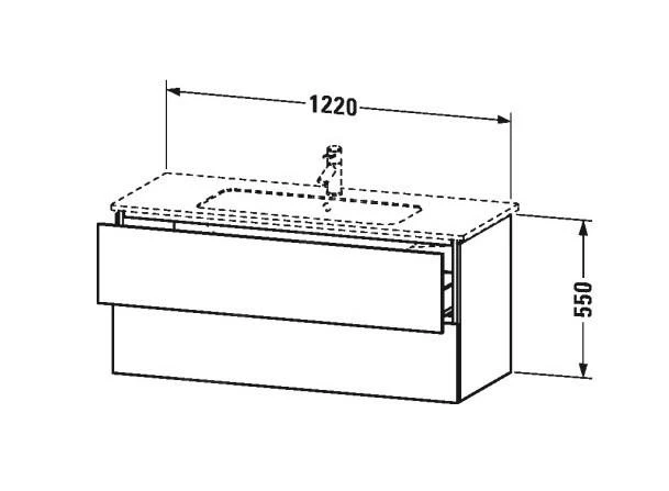 Duravit L-Cube - Wastafelonderkast 550x1220x481 Mm, 2 Laden, Glanzend Wit LC624302222 - Afbeelding 2