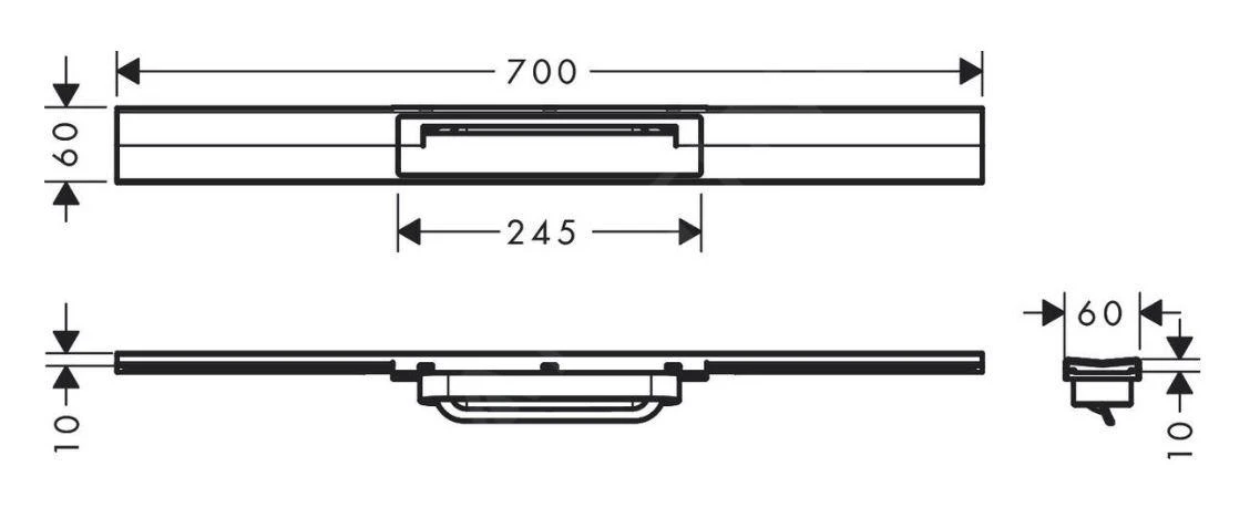 Hansgrohe RainDrain Flex - Douchegoot Met Rvs Rooster 700, Te Plaatsen In De Ruimte, Inkortbaar, Mat Zwart 56043670 - Afbeelding 2