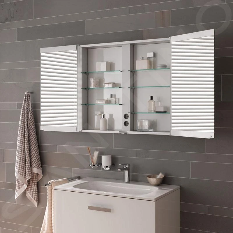 Keuco Royal Match - Spiegelkast Met LED-verlichting, Inbouw, 800x700x149 Mm, Zilver Geanodiseerd 12812171311 - Afbeelding 7