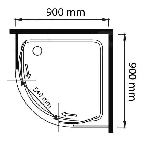 Lansanit LitEX Monte - Douchecabine 4 Delig 900x900 Mm, Glanzend Aluminium/helder Glas QF99-190-C - Afbeelding 2
