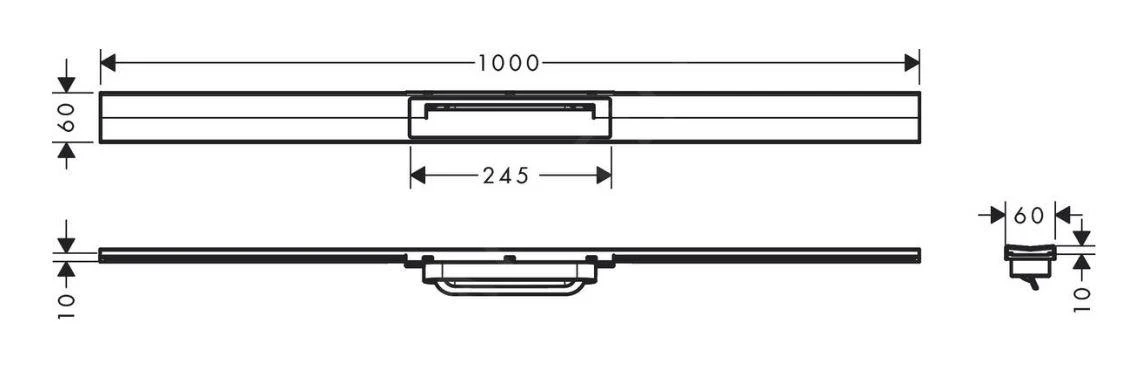 Hansgrohe RainDrain Flex - Douchegoot Met Rvs Rooster 1000, Te Plaatsen In De Ruimte, Inkortbaar, Mat Zwart 56046670 - Afbeelding 2