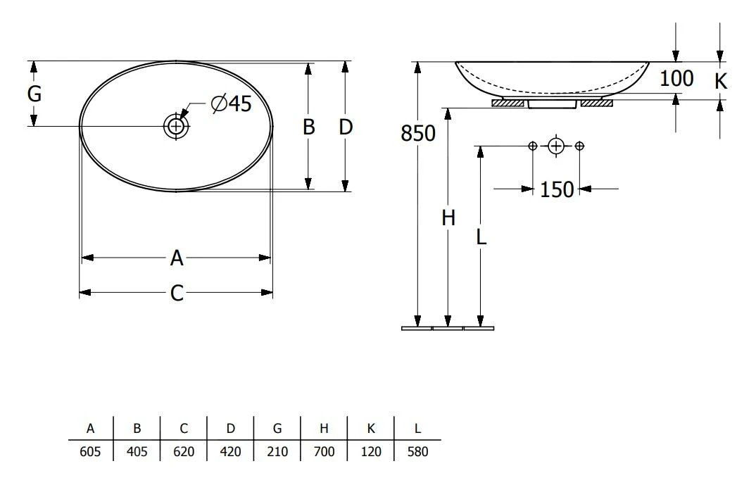Villeroy & Boch Loop&Friends - Opzetwastafel, 620x420 Mm, Zonder Overloop, CeramicPlus, Ebony 4A4801S5 - Afbeelding 2