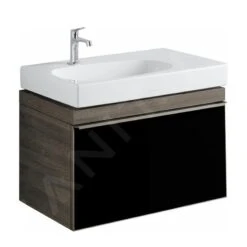 Geberit Citterio - Wastafelonderkast 750 Mm, Glanzend Zwart/eik Grijsbruin 500.557.JJ.1