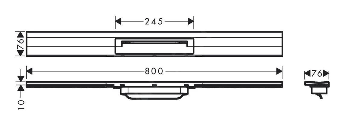 Hansgrohe RainDrain Flex - Douchegoot Met Rvs Rooster 800, Wandmodel, Inkortbaar, Mat Zwart 56051670 - Afbeelding 2