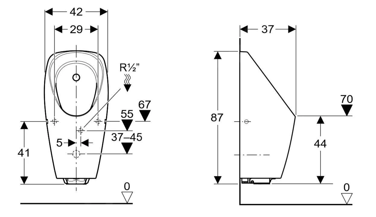 Geberit Urinoirs - Urinoir Tamina, Voor Geïntegreerd Besturing, Generatorvoeding, Wit 116.144.00.1 - Afbeelding 2