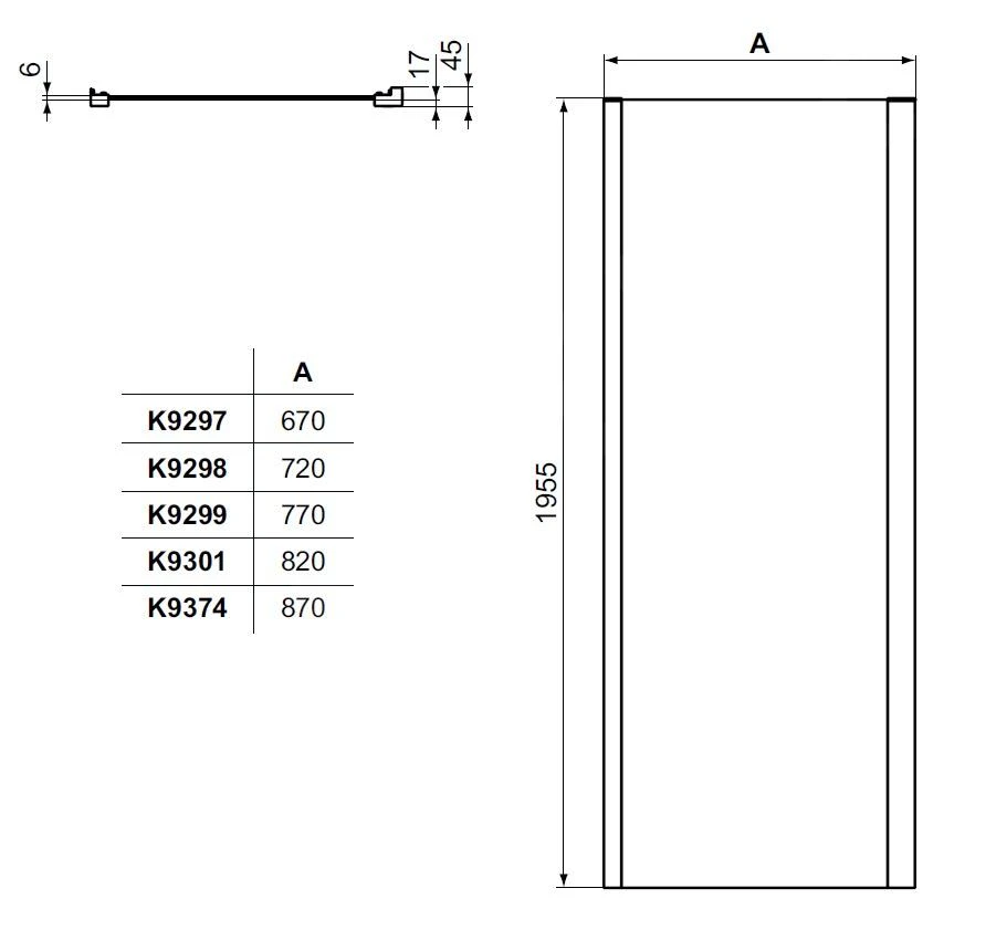 Ideal Standard Connect 2 - Vaste Zijwand 750 Mm, Silver Bright/helder Glas K9298EO - Afbeelding 2