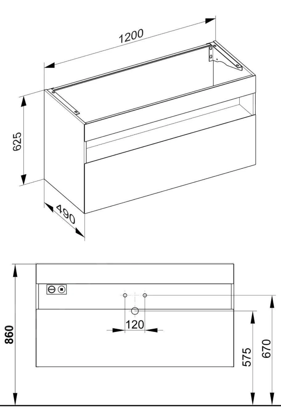 Keuco Stageline - Wastafelonderkast, 1200x625x490 Mm, Wit 32882300000 - Afbeelding 2
